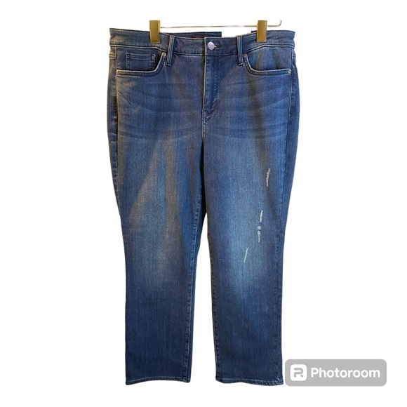 NWT NYDJ Jeans Size 14 Blue Sheri Slim Ankle Slightly Distressed Stretch - Picture 2 of 15